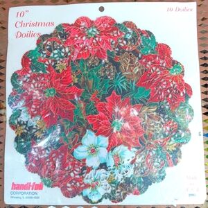 10 Vintage Paper Christmas Doilies NOS